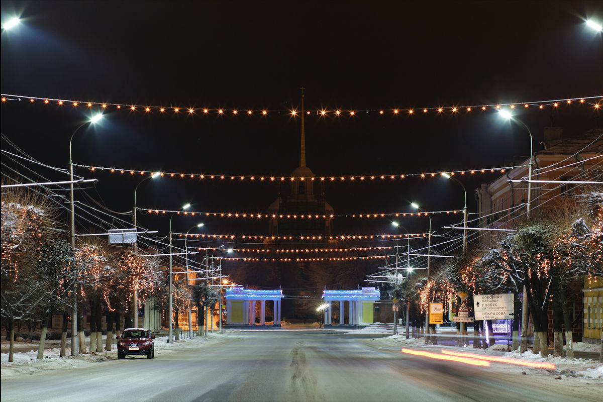 Освещение в Рязани, ул. Соборная - Московское шоссе